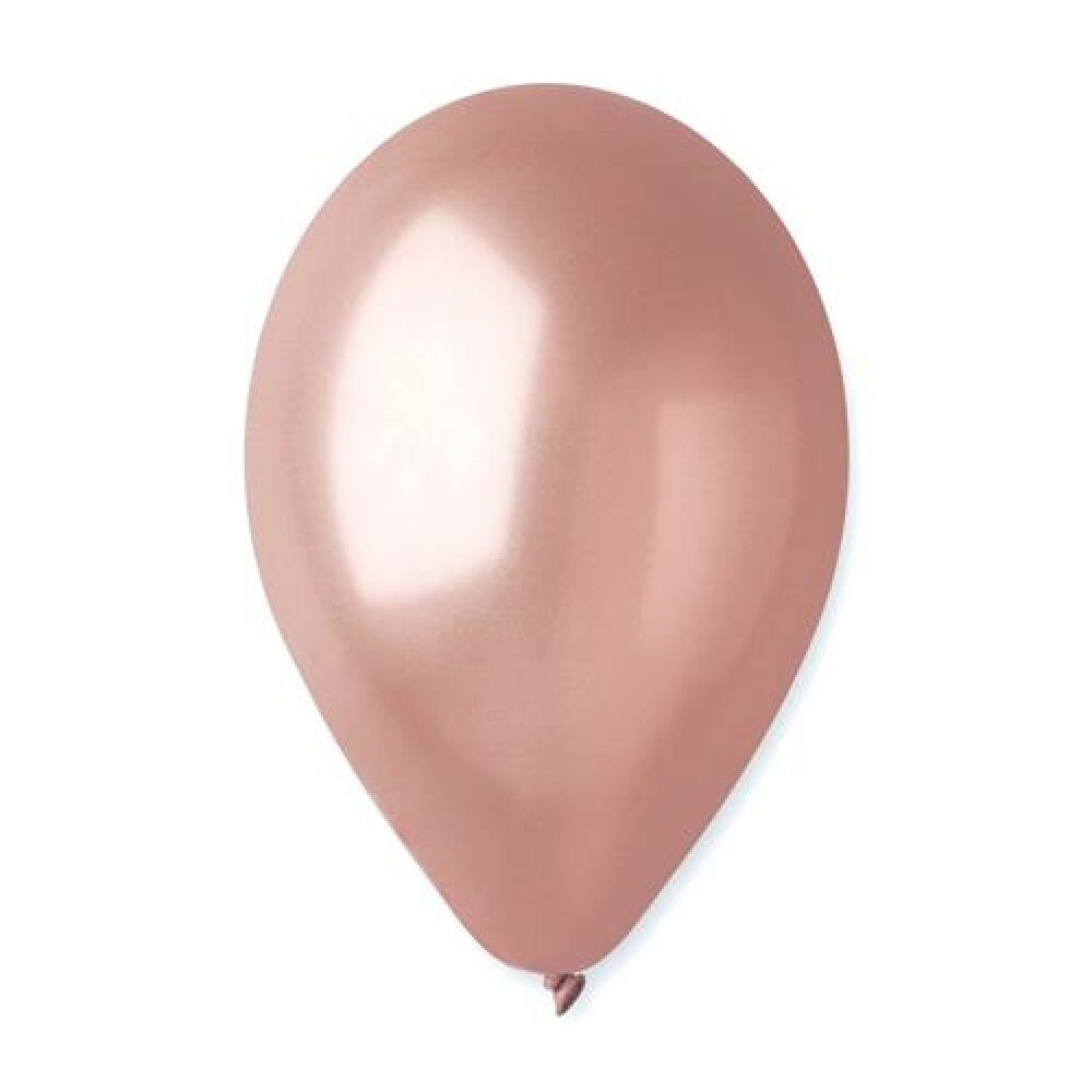 Set 10 de baloane rotunde metalizate, Rose Gold, 27 cm